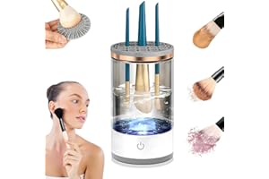AIWOJIUJIU Electric Makeup Brush Cleaner - Makeup Brush Cleaner Machine with Brush Clean Mat, Quick Efficient Machine for Deep Cleaning All Types of Brushes Set for Makeup Lovers & Professionals (Black)