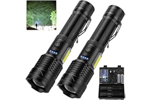 bailinghai Flashlights High Lumens Rechargeable, 900,000 Lumen LED Super Bright Flashlight with 7 Light Modes, IPX6 Waterproof, Powerful Handheld Flash Light for Home Camping Emergencies (Black)