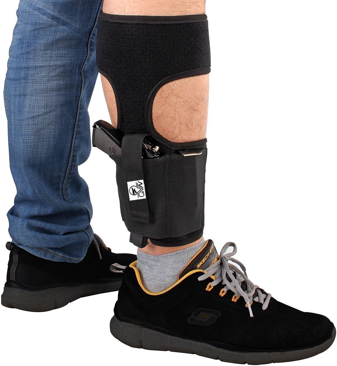GVN Ankle Holster for Concealed Carry | Non-Slip with Holster Fits Glock 42, 43, 36, 26, Smith and Wesson Body Guard .380.38, Ruger LCP, LC9