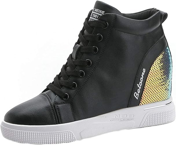 Amazon ダキシ レディース 春夏 スニーカー 厚底 レースアップ ウェッジヒール ハイカット 婦人靴 レースアップ インヒール 美脚 インヒールスニーカー 痛くない 歩きやすい ジョギング ウォーキング カジュアル 厚底スニーカー ダキシ ローファー スリッポン