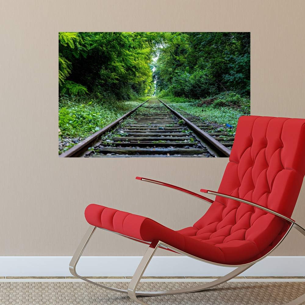Amazon ウォールステッカー Mu3アクセント壁紙 線路 W9 H600mm 鉄道 レール 森林 木々 森 植物 壁画 写真 ポスター 絵画 シール ウォールステッカー オンライン通販