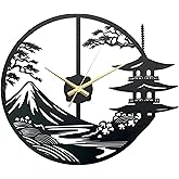 Natrlart Japanese Wall Clock - Unique Samurai Art Decor, 15x13x1.4 Inches, Black, Durable and Water-Resistant