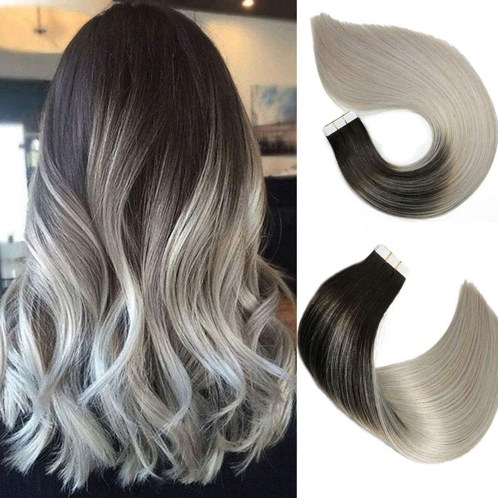 Amazon Com Tape In Hair Extensions Human Hair Balayage Ombre