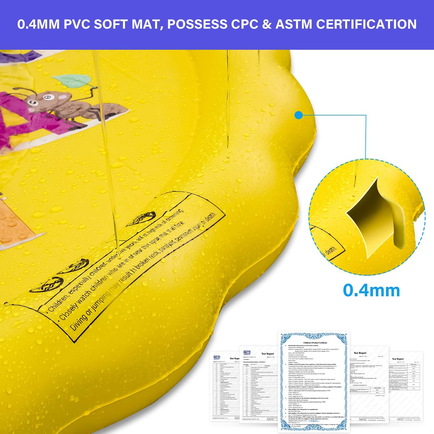 Aquadoo Sprinkler for Kids, Splash Pad, and Swimming Pool for Kids – Children’s Sprinkler Pool, 68’’ Inflatable Water Toys “from A to Z” Outdoor Swimming Pool for Babies and Toddlers: Toys & Games