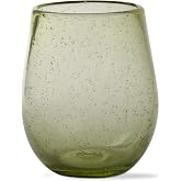 tag Bubble Glass Stemless Wine Drinkware Green 16 oz Green
