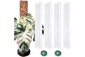 Haispring 4 Pcs 17 Inch Plastic Moss Pole for Plants Monstera, Stackable Plant Support for Indoor Climbing Plants, Clear Plant Poles with 2pcs Garden Ties Work with Sphagnum Moss