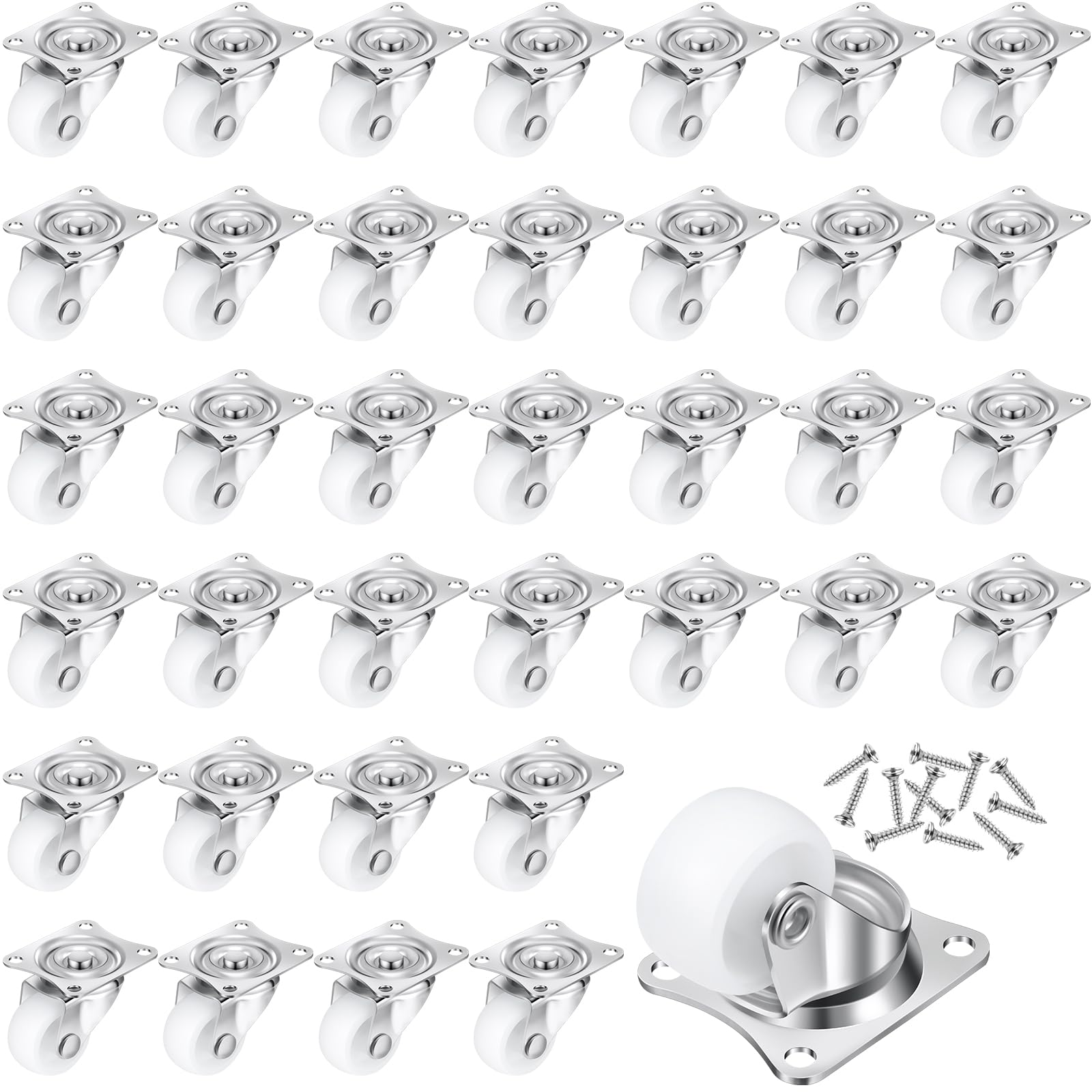 Photo 1 of Maitys 36 Pcs 1" Low Profile Casters Wheels for Furniture Small Swivel Caster with No Noise 360 Degree Top Plate 22 Lbs Weighs Capacity Each Caster for Furniture Appliances (Screws Included)
