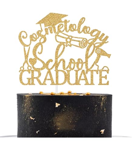Best F*cking Barber Cake Topper - Gold Glitter, Class Of 2024 Graduation Decor, 5.9x5.9 Inches - View #9
