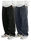 SOLY HUX Men's 2 Piece Corduroy Pants Drawstring
