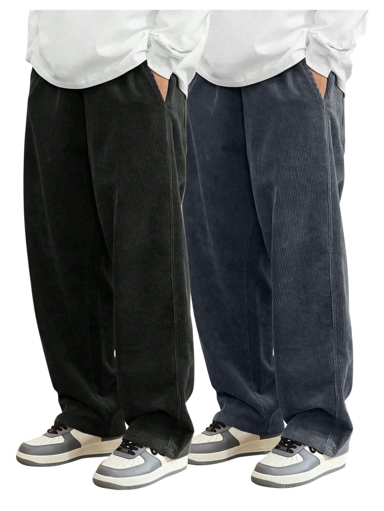 SOLY HUX Men's 2 Piece Corduroy Pants Drawstring