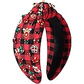 YAHPERN Christmas Headband for Women Jeweled Xmas Bow Tree Snowflake Knotted Headband Holiday Christmas Hair Accessories