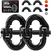 DAYDOOR 1/2" Trailer Safety Chain Hooks,G80 Safety Chain Shackle,12000 lbs Loading Tow Chain Connector, Tow Hitch Hammerlock Coupling Link with Rubber Isolators for Trucks,Trailers(2-Pack) (Black)