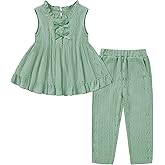 Latnnut Toddler Girl Clothes Baby Girl Spring Summer Outfits 2Pcs Ruffle Sleeveless Top and Pants Set for 1-5 Years