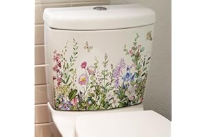 BWESOO Green Plant Leaves Flowers Toilet Stickers Self-Adhesive Bathroom Wall Sticker Green Leaf Floral Toilet Lid Decals DIY Removable Waterproof Toilet Sticker Lid Decals