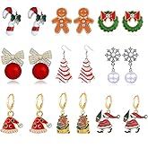 QLUYCKW 9 Pairs Christmas Earrings Set for Women Cute Snowflake Santa Claus Bow Bells Christmas Trees Gingerbread Men Earrings Xmas Holiday Party Fashion Jewelry