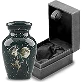 Forever URNS - Mini Urn for Ashes Adult Male & Female | Memorial Gifts, Ashes Keepsake l Aluminium Metal with 3 Wolves Theme | Velvet Protection Box | Handcrafted Memorial Box for Funeral, 3 cu in