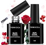 TOMICCA Gel Nail Polish Base Coat Top Coat Set 2x8ml No Wipe UV/LED