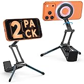 OMOTON [2 Pack] 360°Rotating for MagSafe Tripod, Adjustable Aluminum Magnetic Phone Tripod for iPhone 17/16/15/14 Pro Max Air, Foldable Cell Selfie Stick Fits Vlog, Gym, Travel Essentials