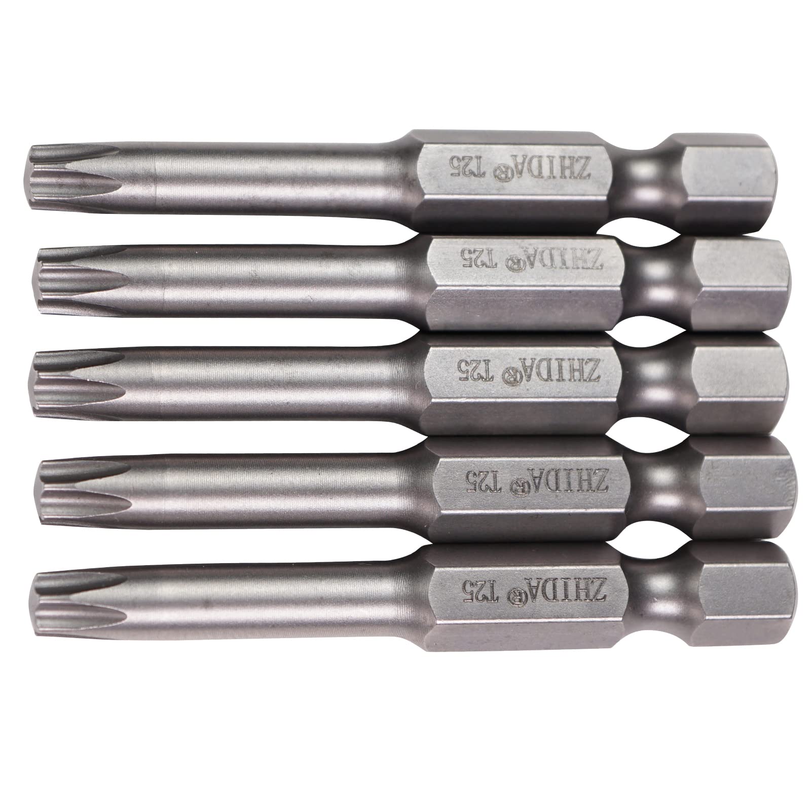 ZHIDA Torx Screwdriver Bit Set T25 (TX25), 2 Inch (50mm) Star Power Bits, Magnetic Precision Driver Bits Compatible with Impact Driver & Power Drill (50 x T25 5 PCS)