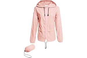 Avoogue Raincoat Women Lightweight Waterproof Rain Jackets Packable Outdoor Hooded Windbreaker