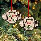Funny Gym Christmas Ornaments, Kettlebell Dumbbell Barbell Ornament, Weight Lifting Tree Decor, Exercise & Fitness Workout Ornaments, Gym Weights Exercise Sport Gifts for Weightlifter, Bodybuilder Men