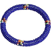 Tembo Crafts Africa - Handmade Bangle - Maasai Beaded Bracelet - Navy Blue - Handmade From Africa, KB69
