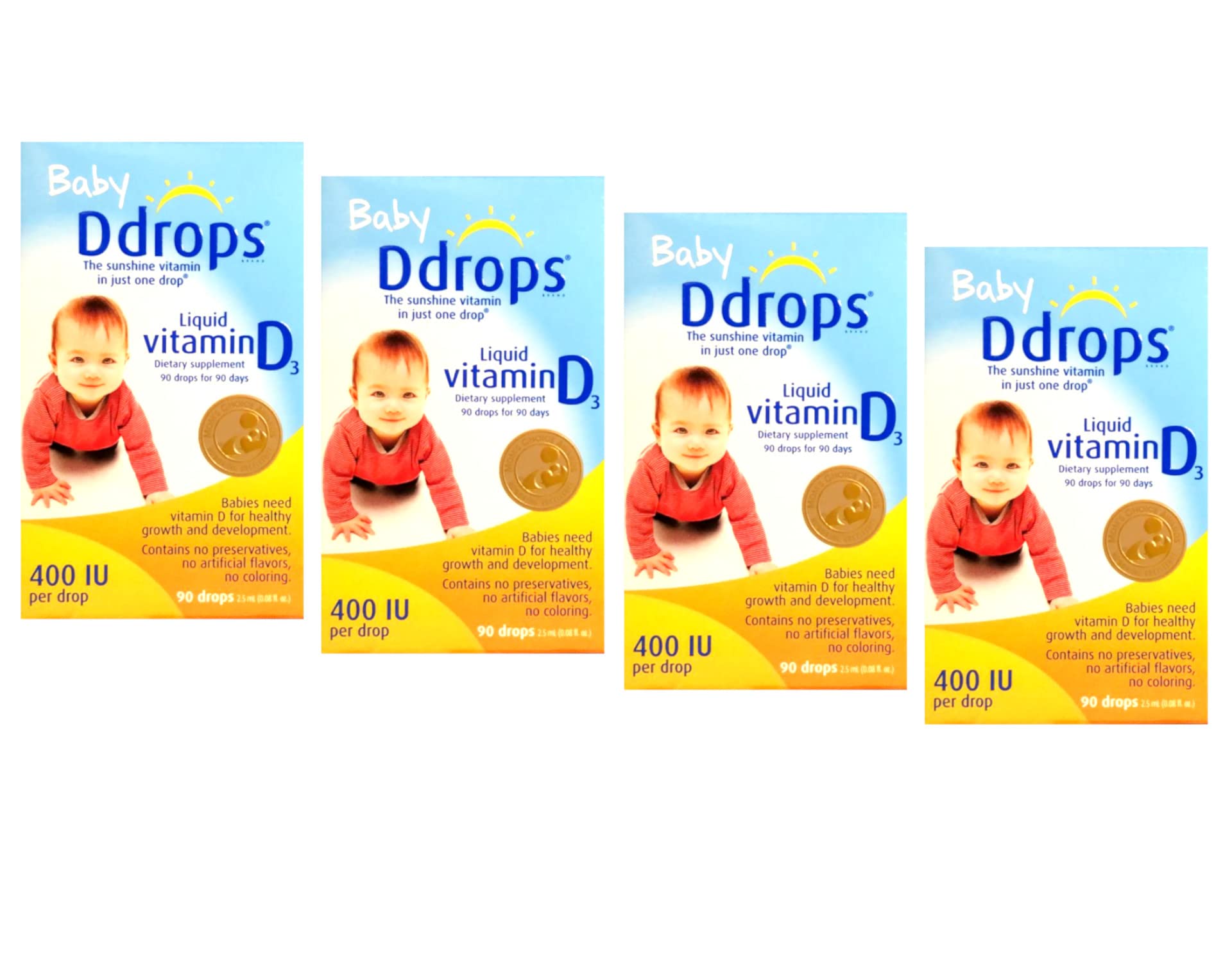 Ddrops Baby Liquid Vitamin D3, 400 IU per drop, 2.5mL (Pack of 4) in Kenya  | Whizz Vitamin D