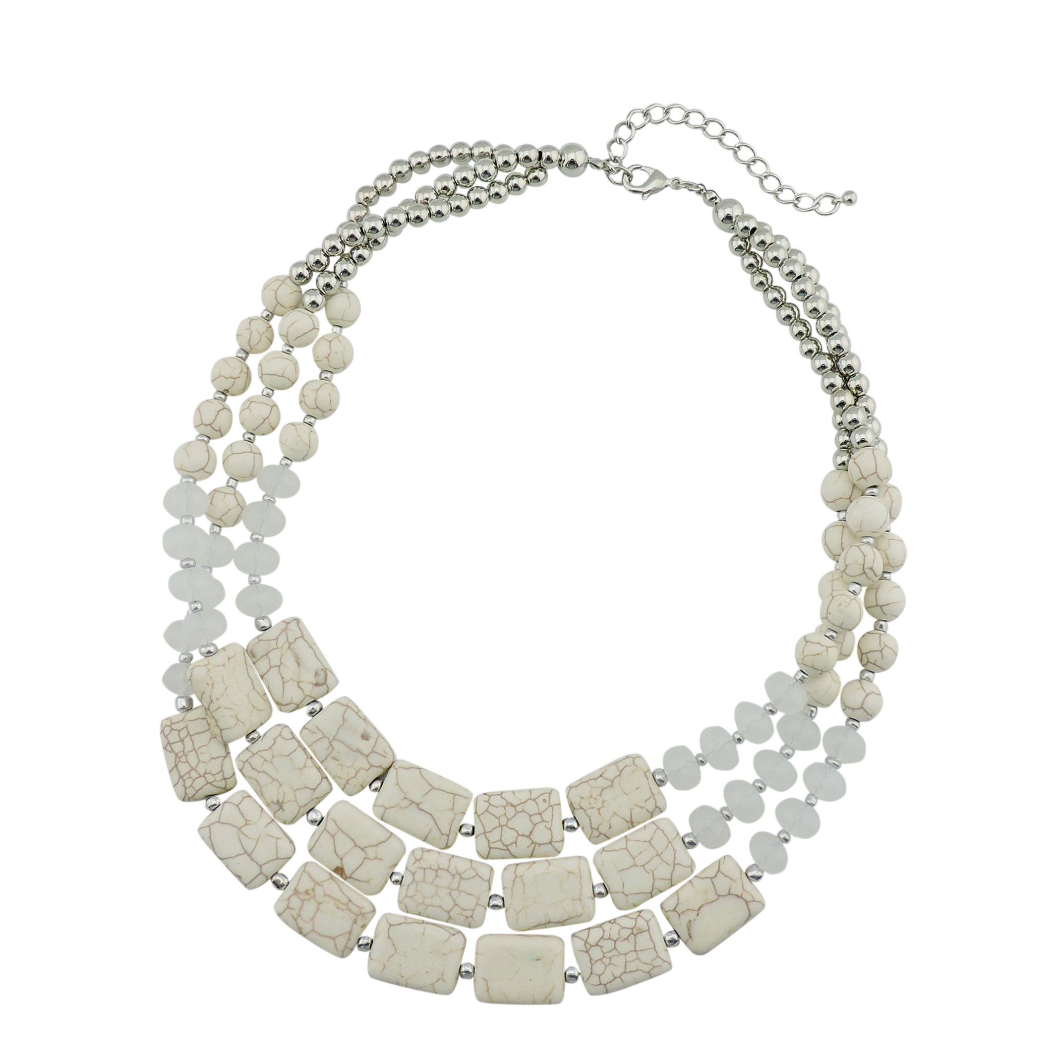 Bocar Personalized Big Statement Turquoise Chunky Necklace for Women Gifts (NK-10268-beige)