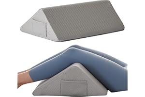 BIEEZZK Knee Wedge Pillow, Memory Foam Knee Pillow for Back Sleeping, Leg Pillow, Bolster Pillow for Legs, Triangle Pillow for Back Support, Sciatica Back Pain Relief, 23.6×18.9×7.9 Inch, Grey