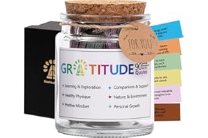 Qunrwe Gratitude Quotes,Thankful Appreciation Gift,Thanksgiving Decorations Gratitude Jar with 90 Colorful Notes,Birthday Christmas Gifts for Women Men-Discover Moments of Appreciation Every Day