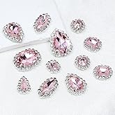 SEWJUN Sew On Rhinestones,40 Pcs Mix Shape Sewing Crystal with Silver Claw Flatback Glass Rhinestones Sew on Crystal Gems for Clothes Shoes Hats Bags & Sewing Accessories,Pink