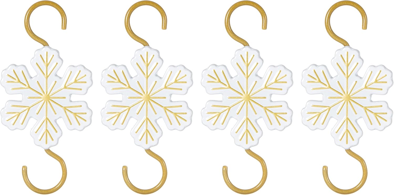 Ornament Hooks - Hallmark Keepsake 2021, Miniature Snowflake Metal Ornament Hooks, Pack of 4