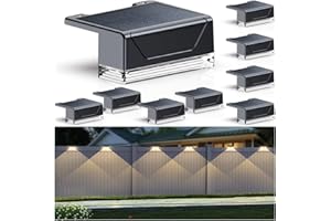 LIANGLOME Solar Fence Lights Outdoor - 3000/4000/6000K 3 Mode, IP65 Waterproof Fence Lights Solar Powered, Dusk to Dawn Solar Light for Outside, Backyard/Step/Patio/Deck/Stair Railings and Wall (8 Pack)