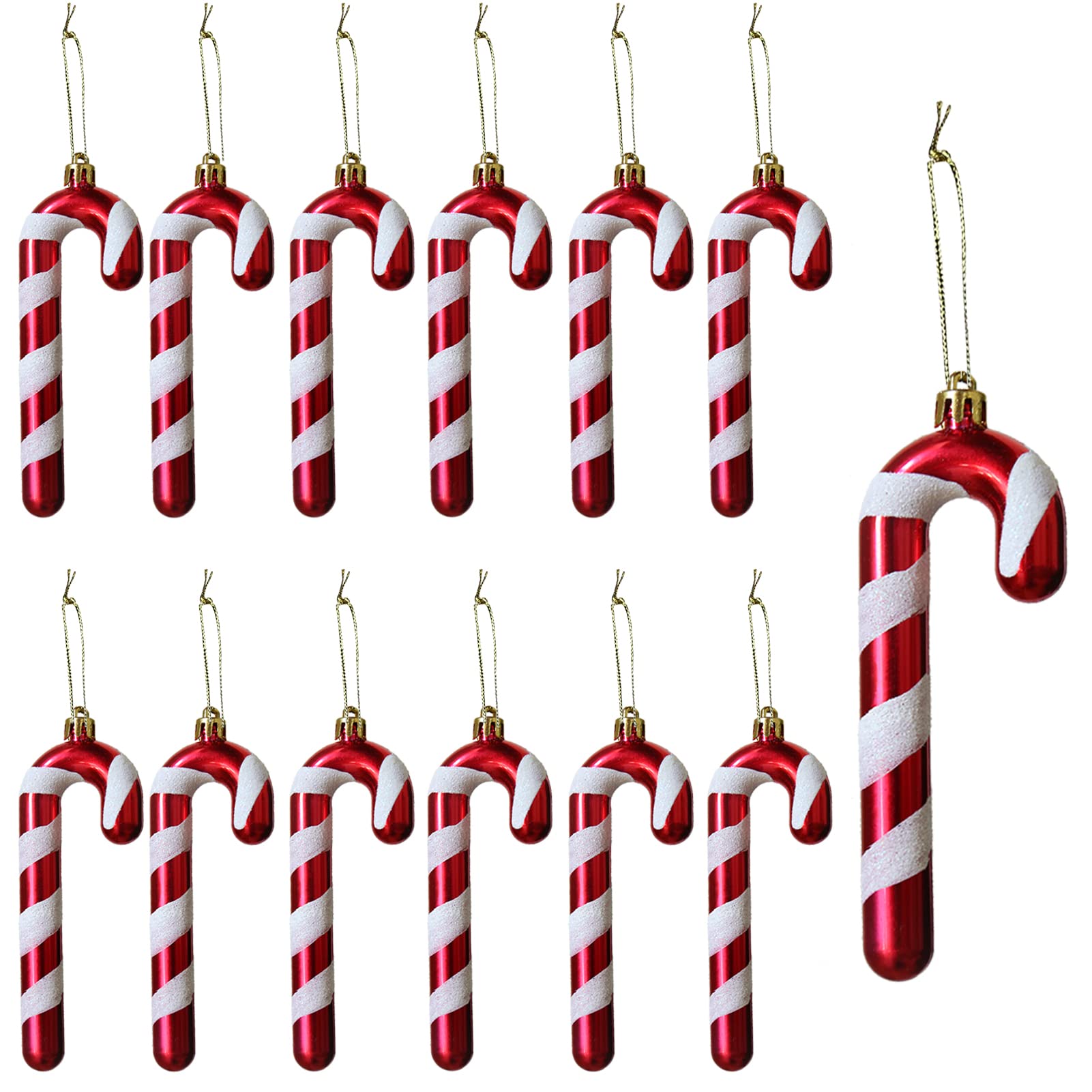 HERZWILD 12pcs Christmas Tree Candy Cane Hanging Ornaments - 12cm White-Red Tree Decorations