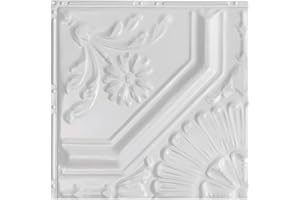 Great Lakes Tin Rochester Gloss White Ceiling Tiles - Perfect for DIY and Home Renovation Projects - Easy to Install (12X12 Inch Sample)