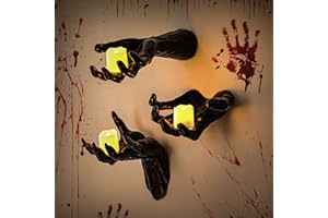 ELLASSAY Halloween Decorations Indoor/Outdoor, Life-Sized Horror Hands for Wall Decorations, Spooky Hands Hangers Decor with Lighted Candles, 3 Hands 3 Candles, Gothic Hanging Wall Art Sculpture