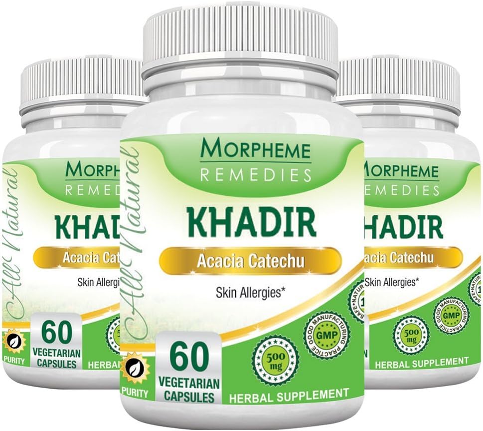 Morpheme Khadir (Acacia Catechu) 500mg Extract 60 Veg Caps - 3 Bottles
