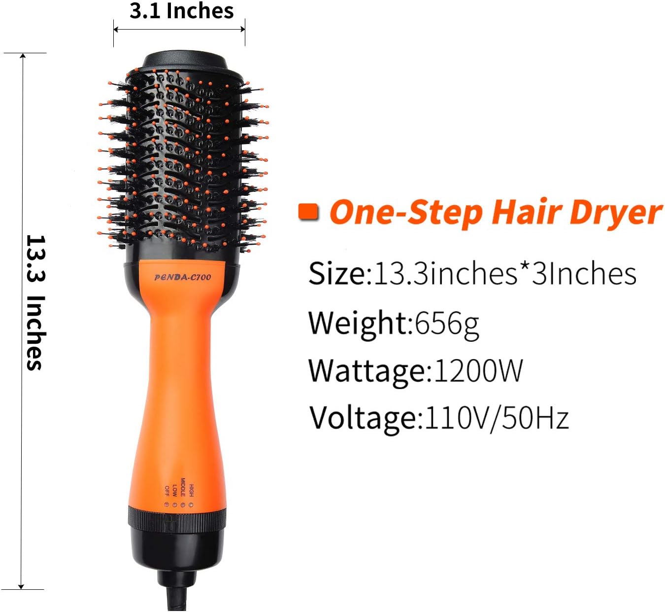 VINMEN Hot Air Brush,Hair Dryer ,Hair Dryer ,Hair Curler,Hair Straightener,Hair Comb, 4 in 1 Multifunctional hot air Comb,Hair Styling Tools , for Fast Drying,Straightening,Curling.(Black Orange): Health & Personal Care