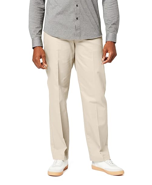 Dockers Men's Classic Fit Signature Khaki Lux Cotton Stretch Pants (Regular and Big & Tall), Cloud, 34W x 32L