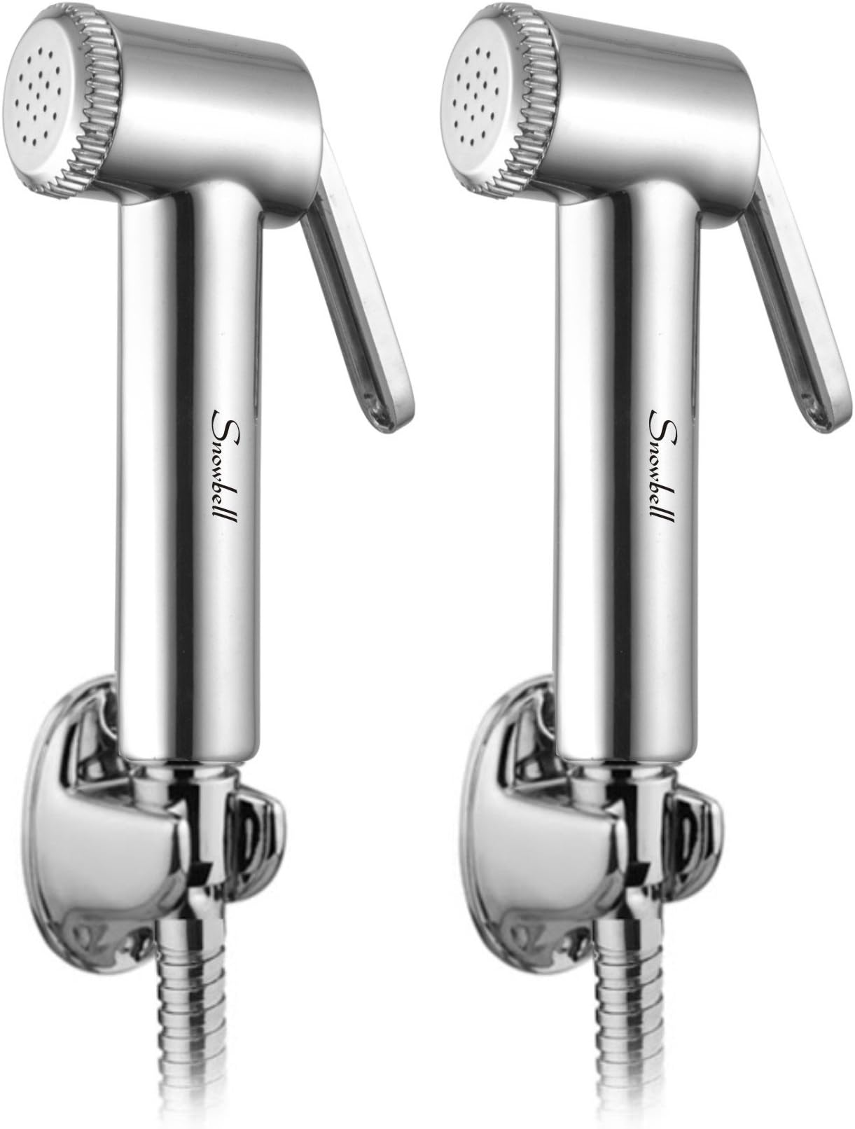 Snowbell Aqua Health Faucet with 1 Meter Flexible Tube and Wall Hook - Set of 2 (Brass, Standard, Chrome)