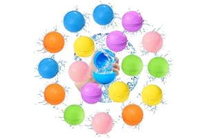 KIKAPABI SOPPYCID Water Balloons Reusable 18PCS Fast Fill Self-sealing, Silicone Water Balls Refillable Splash for Girls and Boys Ages 3-12 Years Old, Summer Fun Water Pool Beach Toys Outdoor Backyard Activity