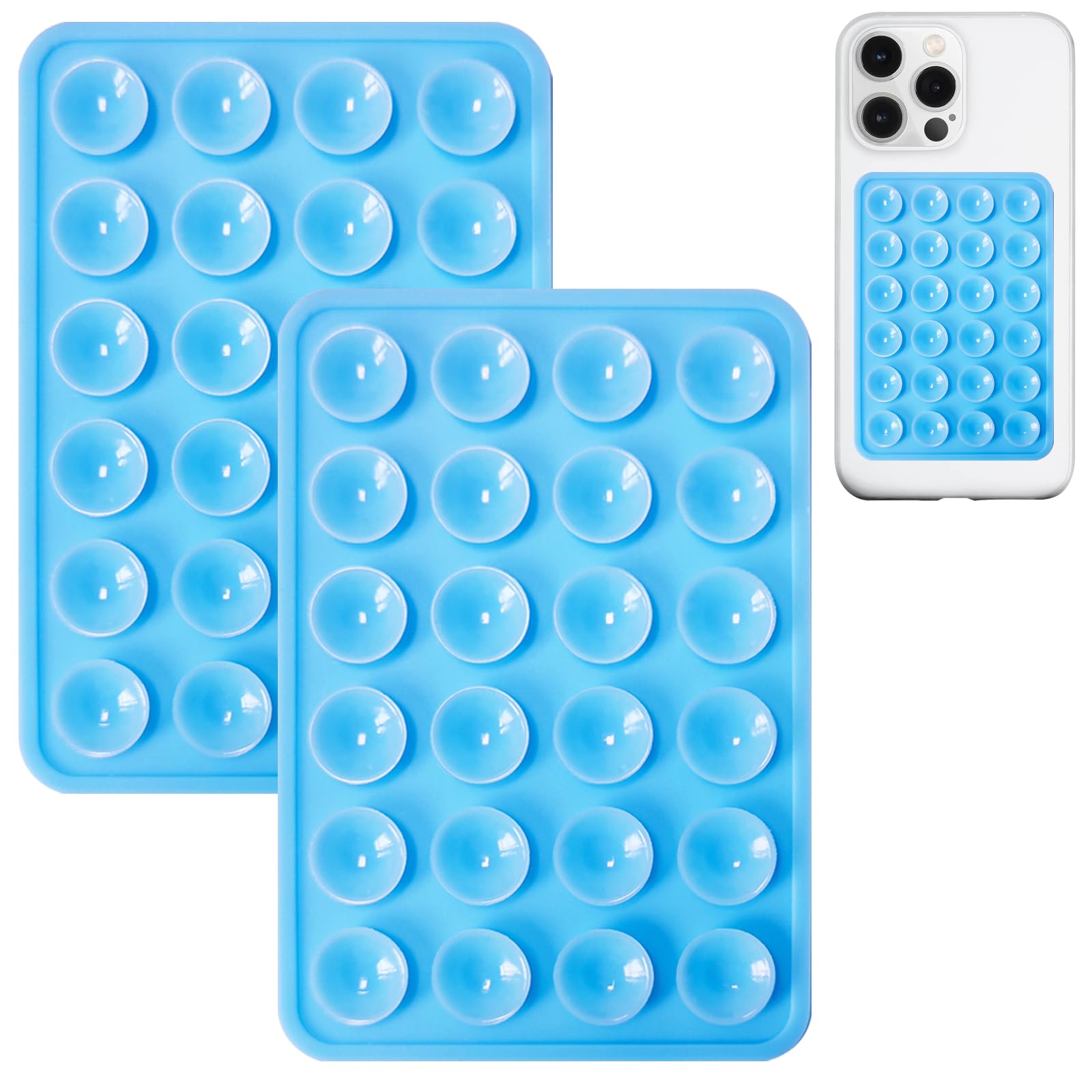 Photo 1 of Anteel 2 Pack Silicone Suction Phone Case Mount, Non Slip Sticky Phone Grip for Cellphone, Silicon Adhesive Suction Cup Phone Mount, Strong Grip Holder for Selfies and Videos (Blue)