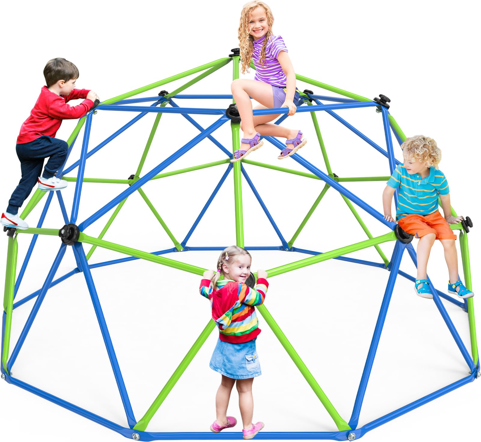 GIKPAL Climbing Dome, 10FT Dome Climber for Kids 3 to 10 Outdoor Play Equipment, Supports Up to 1000lbs Jungle Gym, Anti-Rust, Easy Assembly, Blue+Green Image