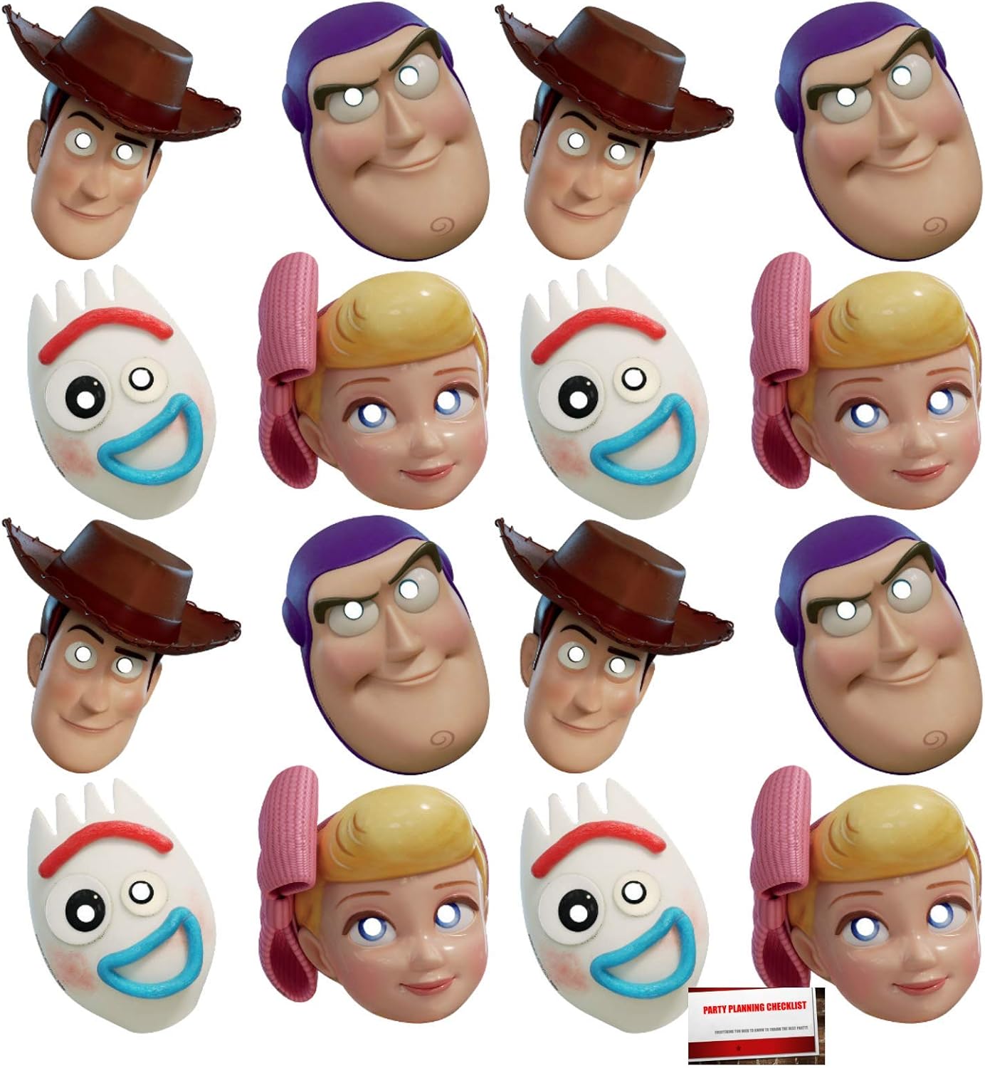 Juego de 16 máscaras de papel Toy Story Part 4 con correa elástica