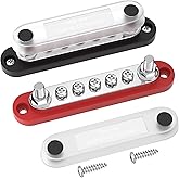 DaierTek 12v Bus Bar 150A Battery Power Distribution Block 12 Volt Positive & Negative Terminal Block Busbar 2 x 1/4" Termina