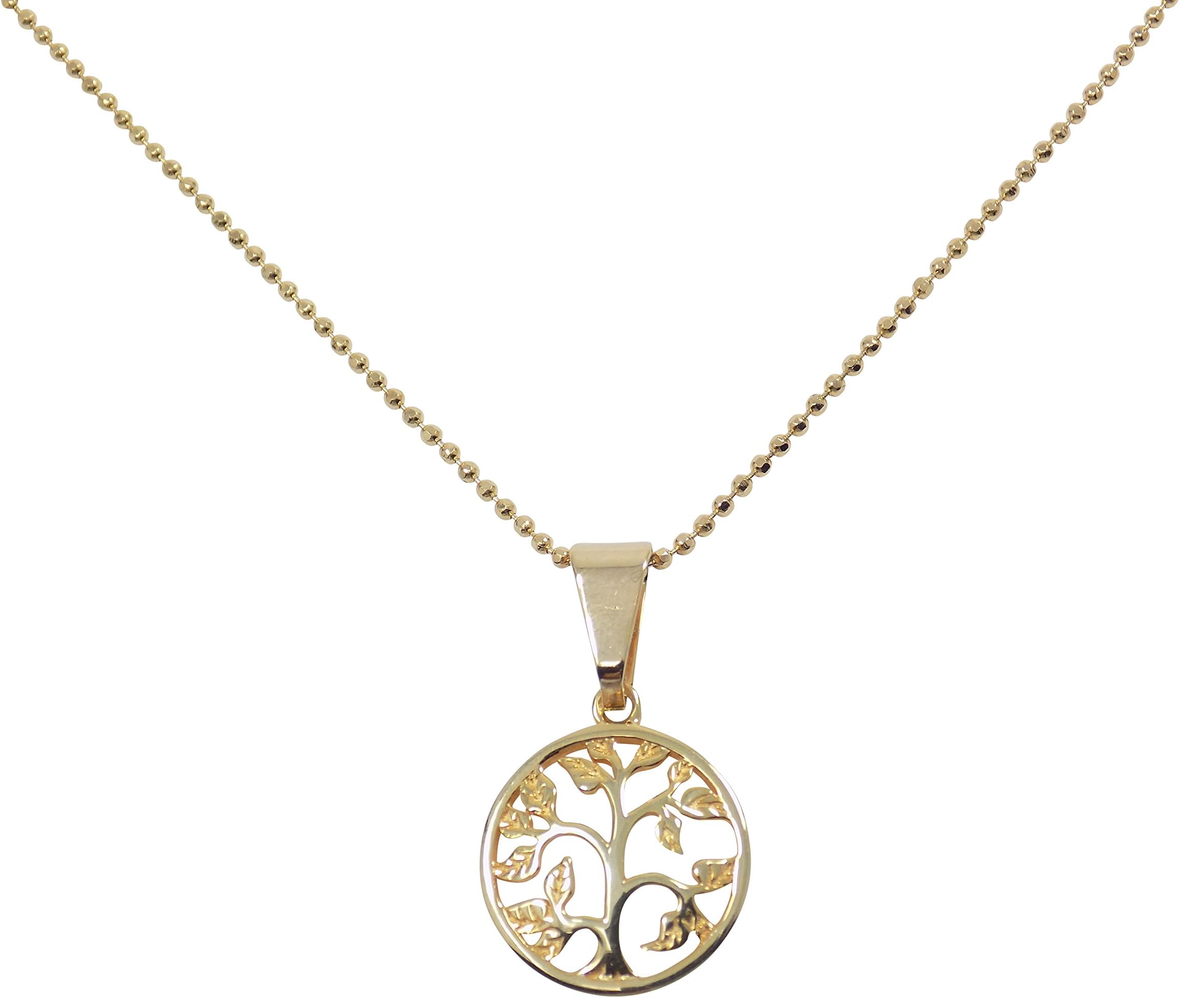 Martinuzzi Accessories Tree of Life Gold Plated Pendant Necklace on Gold Filled Bead Chain