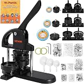 VEVOR Button Maker Machine 1/1.25/2.25 inch(25/32/58mm) 3-in-1 Pin Maker | with 300pcs Button Parts, Children DIY Presents, Ergonomic Arc Handle Punch Press Kit, Panda Magic Book, and Circle Cutter