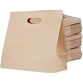 NINGWAAN 150 PCS Kraft Paper Bags, Brown Gift Takeout Tote Bags with Die Cut Handle for Restaurant, Grocery, Shopping, 11.2 x 11.2 x 6 inch