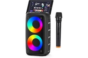 Xjahwr Karaoke Machine,Outdoor Bluetooth Speaker, PA Speaker with 1 Wireless Karaoke Microphones Wireless for Adults Kids wit