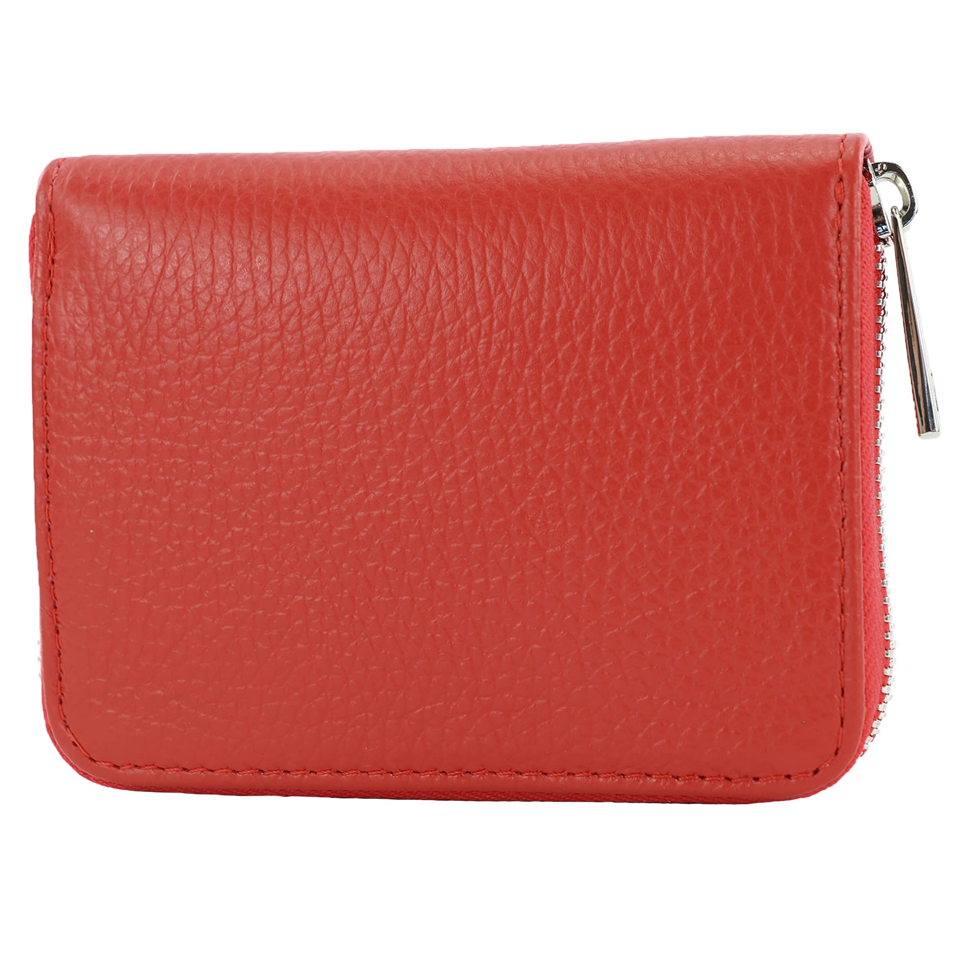 modamoda de - P04 - Italian ladies wallet genuine leather short, color: cherry red